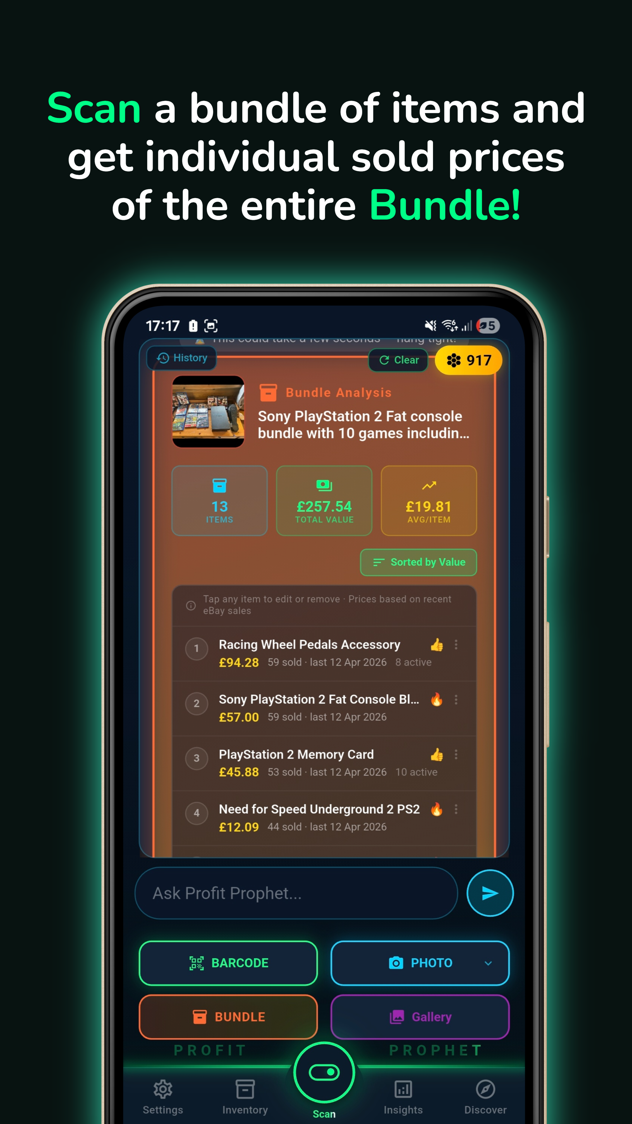 Bundle analyzer with itemized pricing