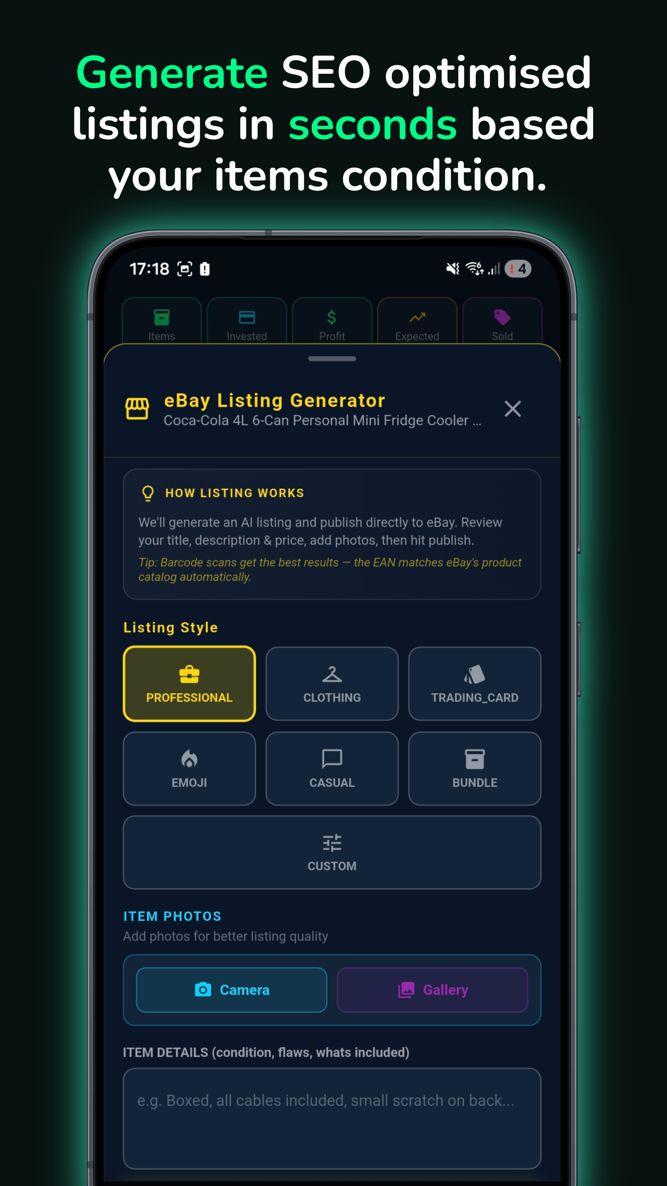 AI eBay listing generator