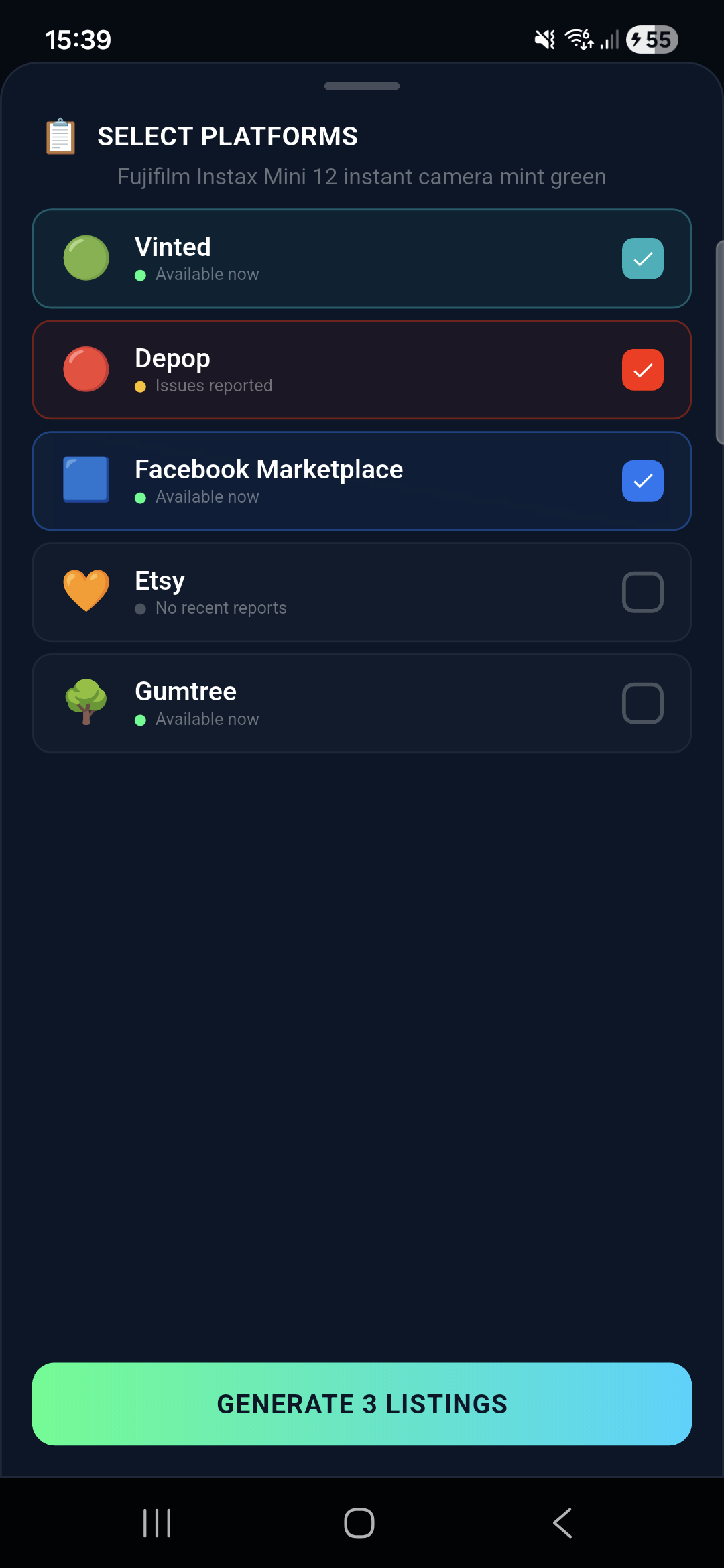 Selecting marketplaces for a cross-listing